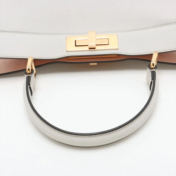 Fendi Peek-a-boo ICU Co., Ltd. Medium Leather 2 Way Handbag Gray 8BN321 - Picture 5 of 13